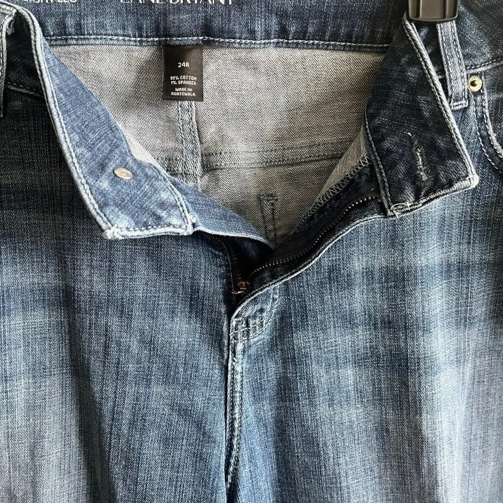 Lane Bryant Women's Straight Leg Medium Wash Distressed Jeans Size 24